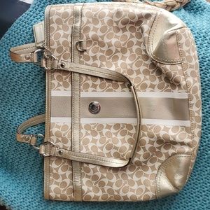 Gold coach shoulder bag
